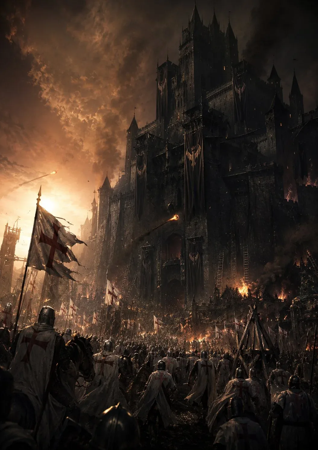 Templar crusaders storming Castle Dracula, 1466