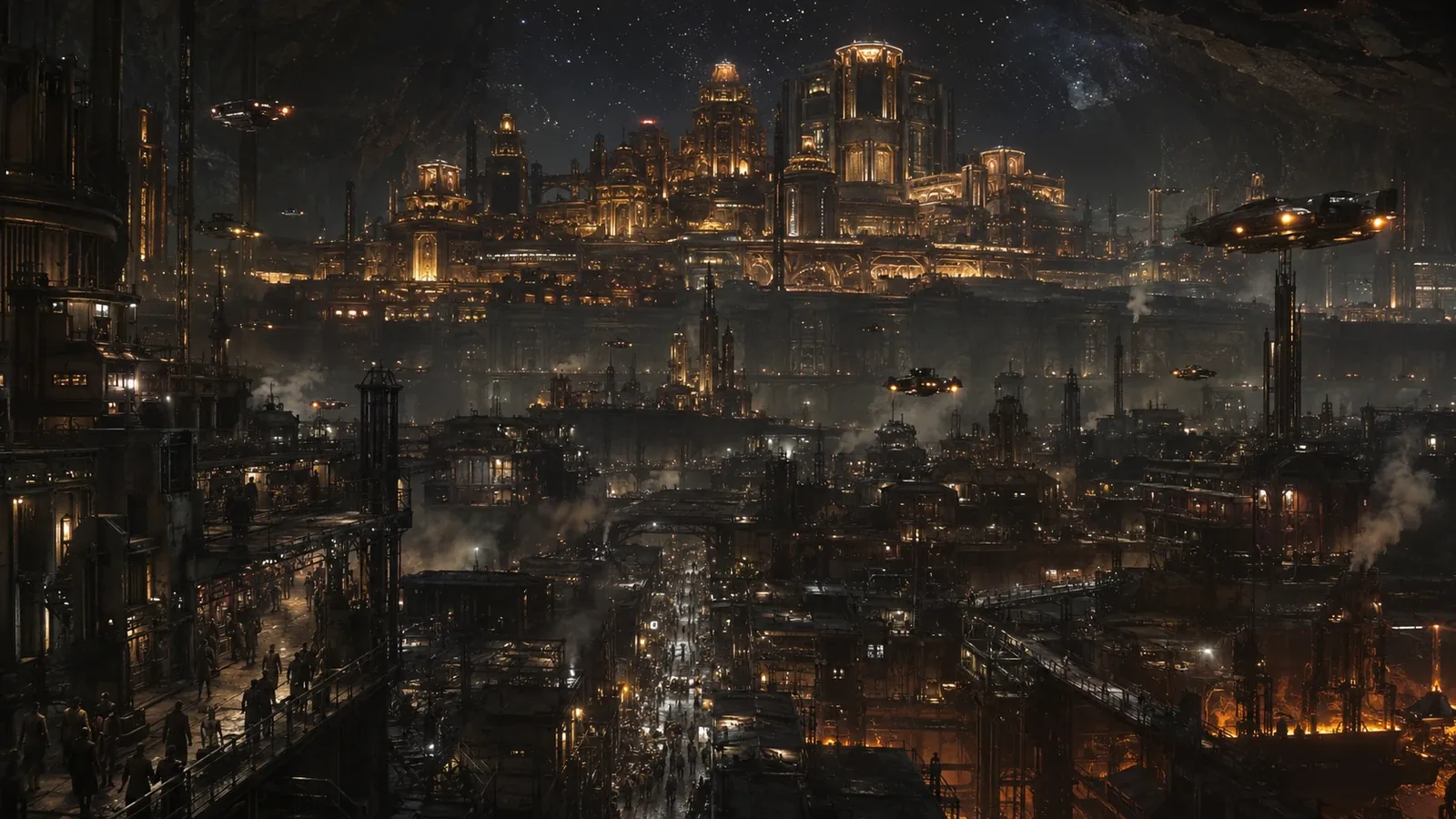 Aerial view of the foundry city of Vulcaneum